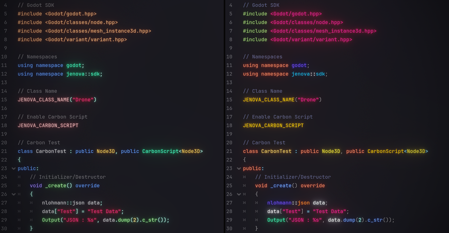 Screenshot_JenovaVsCarbonSyntaxHighlighting